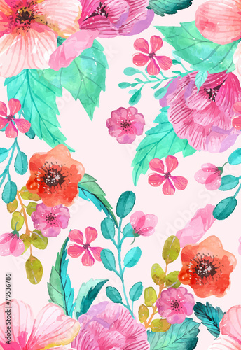 Cotton fabric Aquarell Blumen nahtlose Muster