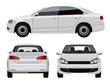 White Vehicle - Sedan Car from three angles