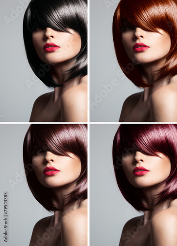 Naklejka dekoracyjna Collage of a beautiful young woman , with natural straight gloss