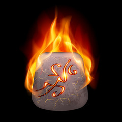 Wall Mural - Burning stone with magic rune