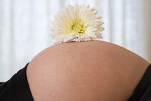 Close Up View Of The Belly Of A Expecting Pregnant Woman.
