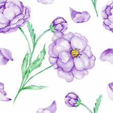 Seamless Background With Purple Flowers