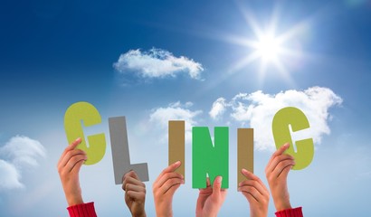 Poster - Composite image of hands holding up
