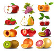 set of fresh fruits