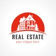 Real estate logo cottage sun
