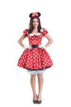 Beautiful Girl Happy Smiling In The Retro Style Costume Of A