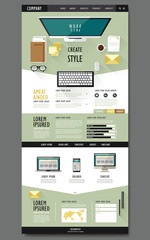 top view of work area one page website design