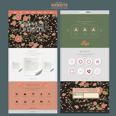 Wall Mural - adorable floral one page website design template
