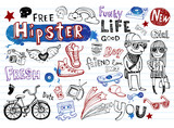 Fototapeta Młodzieżowe - Hipsters doodle set