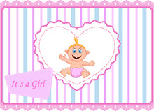 Cute Cartoon Baby Girl Card