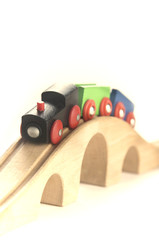Wooden toy train setup