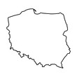 black abstract outline of Poland map