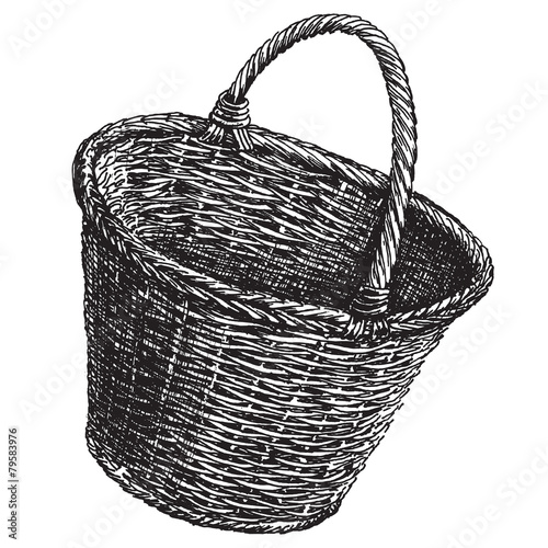 Fotografie, Obraz wicker basket vector logo design template. handicraft or