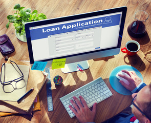 Poster - loan application bank finance money businessman concept