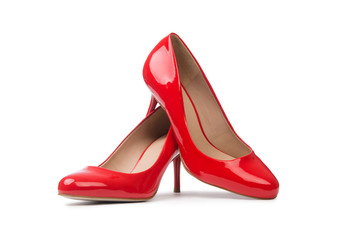 Wall Mural - Red woman shoes isolated on the white background