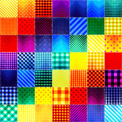 Poster - Patchwork of fabric in rainbow colors.