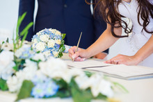 Bride Signing Wedding License