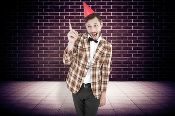 Poster - Composite image of geeky hipster in party hat