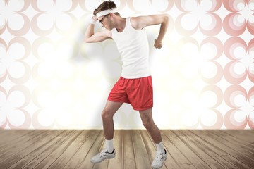 Poster - Composite image of geeky hipster posing in sportswear