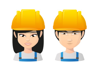 Sticker - Asian female and male work wear