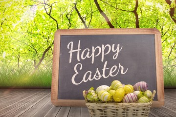 Poster - Composite image of easter eggs in basket