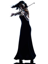 Violinist Woman Slihouette Isolated