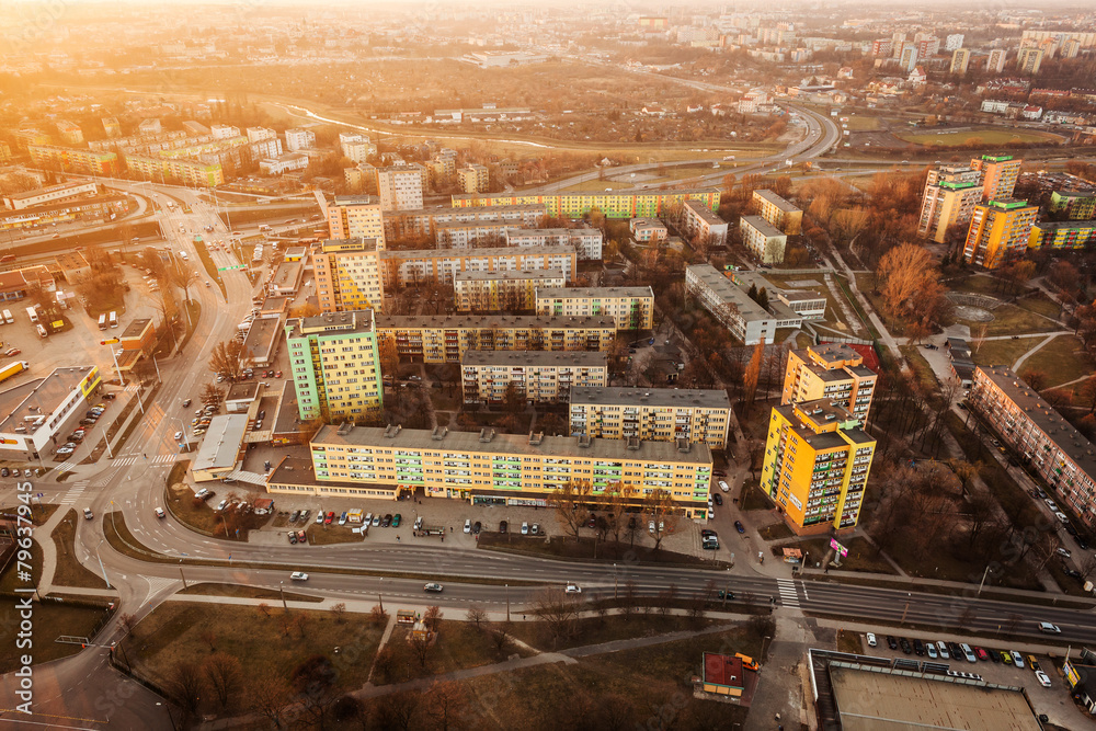 Aerial view of town center Lublin - obrazy, fototapety, plakaty 