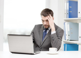 Sticker - busy businessman with laptop and coffee