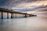 Fototapeta  - Long exposure of the pier at sunset, in Venice Beach, Los Angele