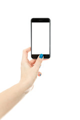 Wall Mural - Woman showing smart phone with isolated screen