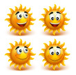Set of Summer Sun Face with Happy Smile