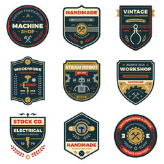 Wall Mural - vintage workshop badges