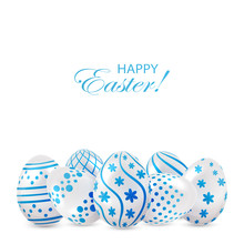 Easter Eggs With Blue Decoration