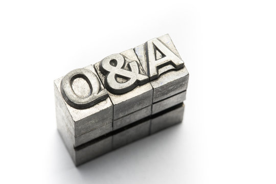 Q & A, Question and Answer letterpress block letter