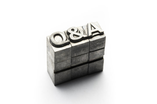 Q & A, Question and Answer letterpress block letter