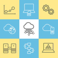 Poster - Data storage, data analysis and transfer icons