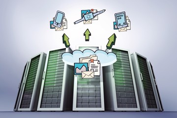 Poster - Composite image of cloud computing doodle