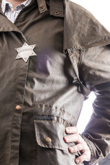 Close up of sheriff badge