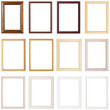collection of simple wooden picture frames, isolated on white