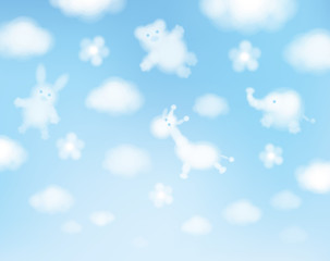 Canvas Print - vector sky background, animals cartoons.