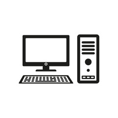 Poster - The computer icon. PC symbol. Flat