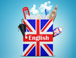 © Zarya Maxim - English language textbook with the British flag and umbrella