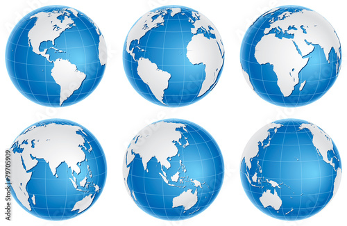Globes blue set Canvas Print