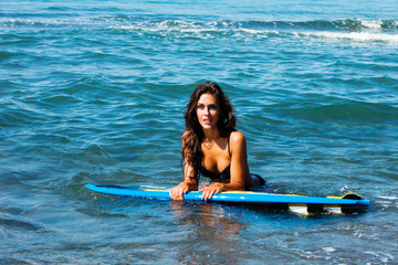 Sticker - girl with surfboard