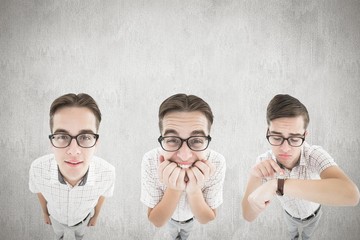 Poster - Composite image of nerd checking the time