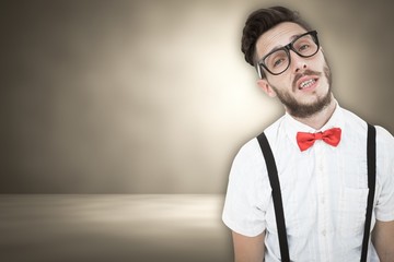 Aufkleber - Composite image of geeky young hipster looking at camera