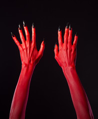 Sticker - Red devil hands with black nails