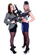 © art_zzz - Two women in the marine and the military uniforms