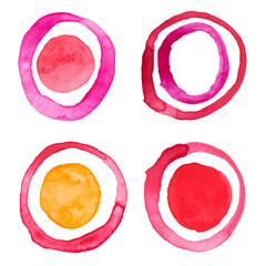 Wall Mural - hand draw watercolor rings circle round stains art paint vector
