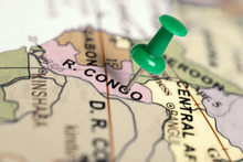 Location Congo. Green Pin On The Map.